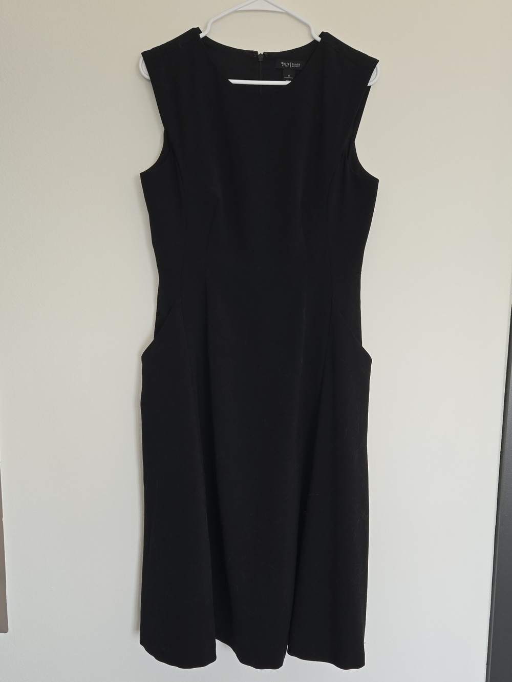 White House Black Market Black Sleeveless Midi Dress with Side Pockets - Picture 1 of 8